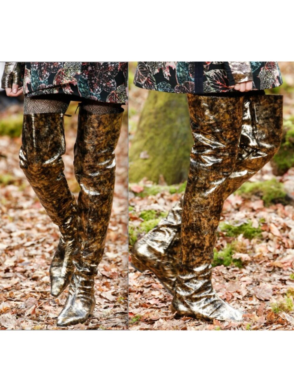 CHANEL Fall 2018 thigh high boots shoes gold 42 US 12 - Picture 4 of 13